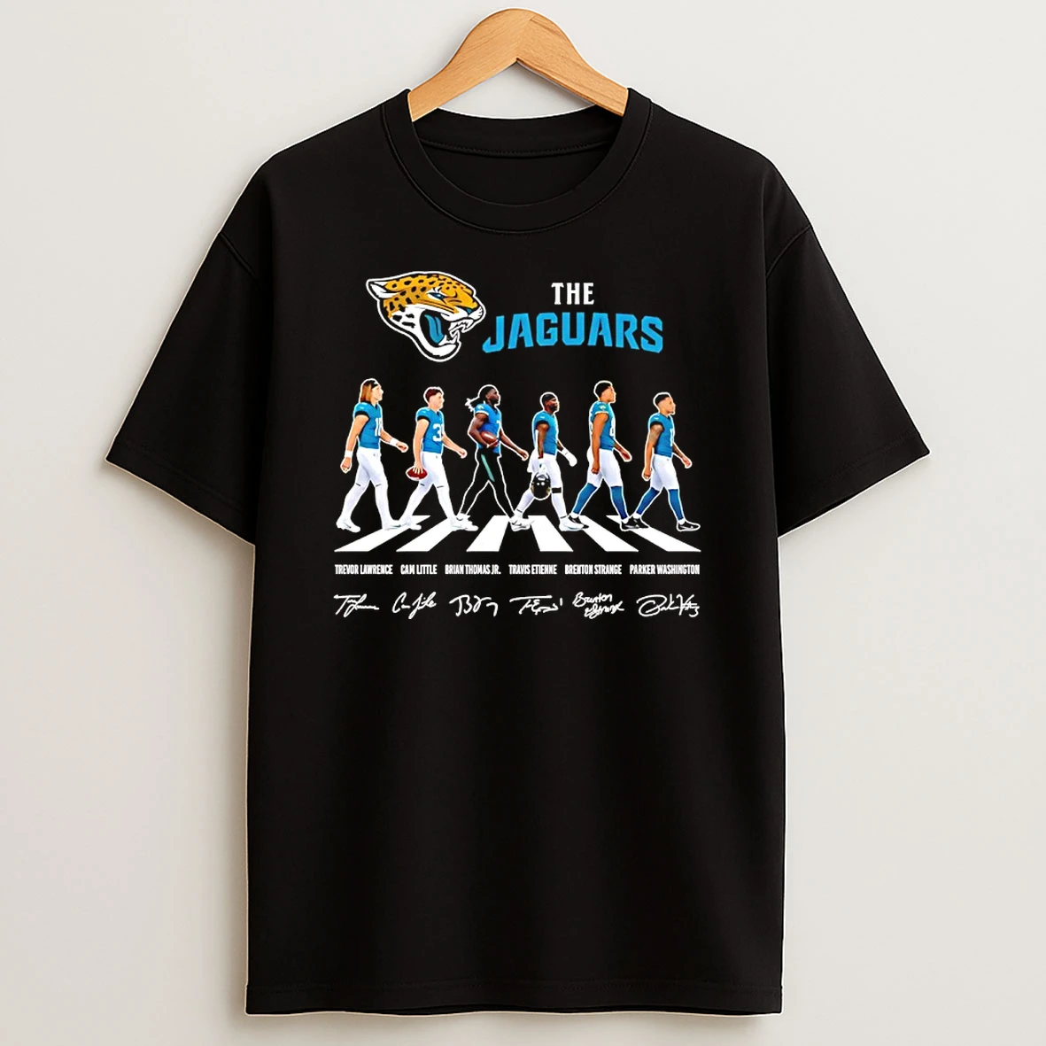 Jacksonville Jaguars Football Player Walking Signatures Graphic Shirts