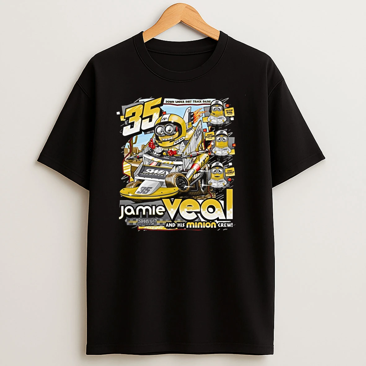 Jamie Veal And His Minion Crew Swi Racing 35 Down Under Dirt Track Dash Shirts