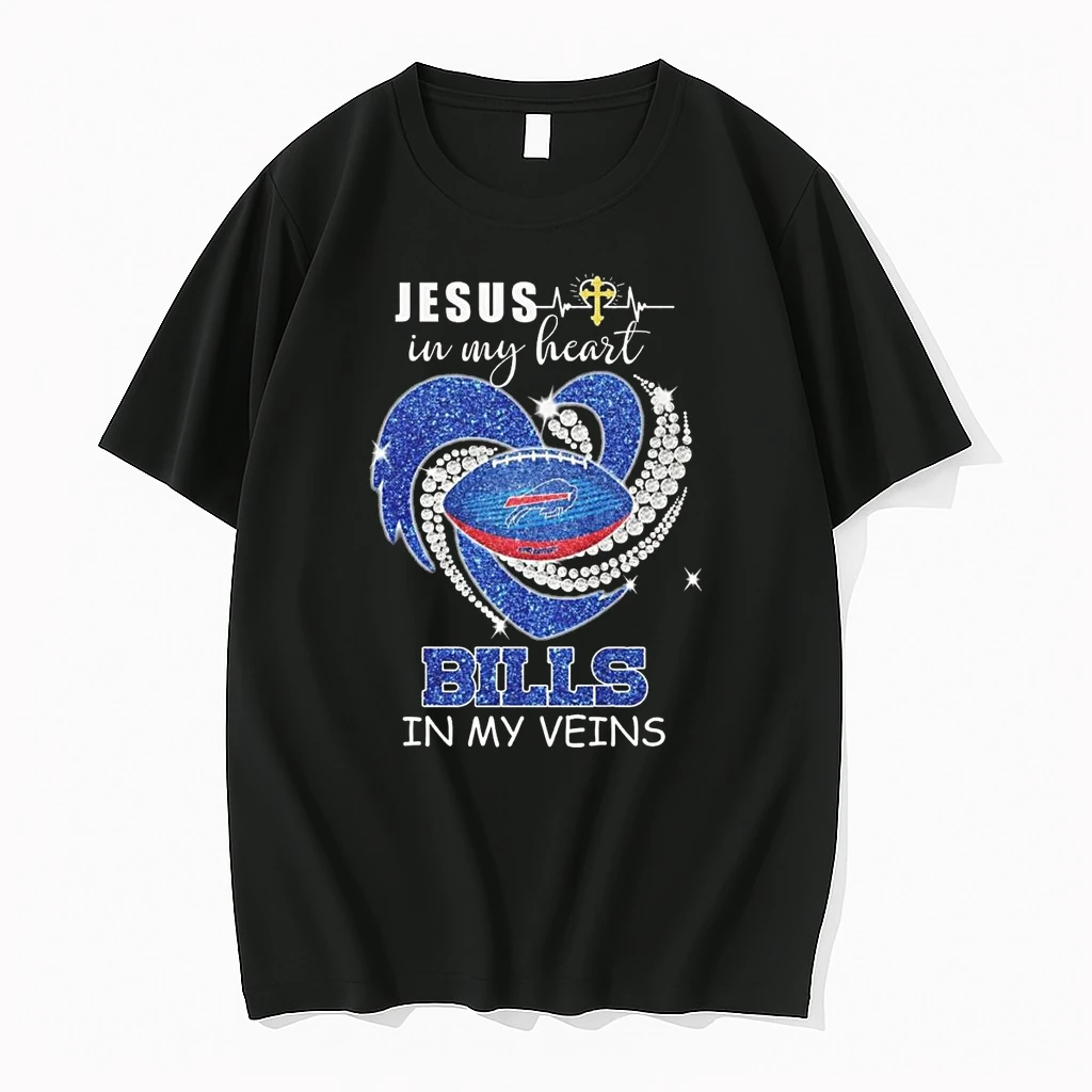 Jesus In My Heart Buffalo Bills In My Veins Diamond Heart 2026 Shirts