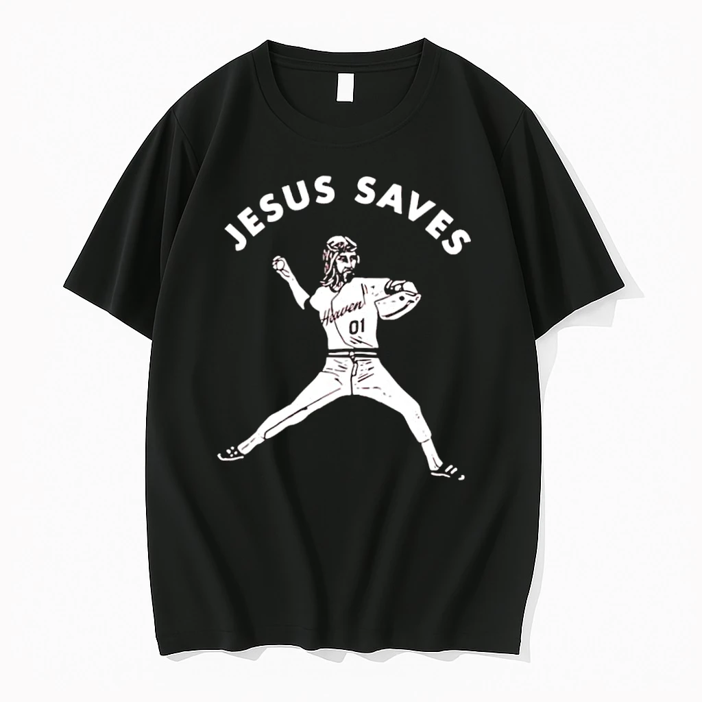 Jesus Saves Heaven 01 Baseball Pitcher Religious Graphic Shirts