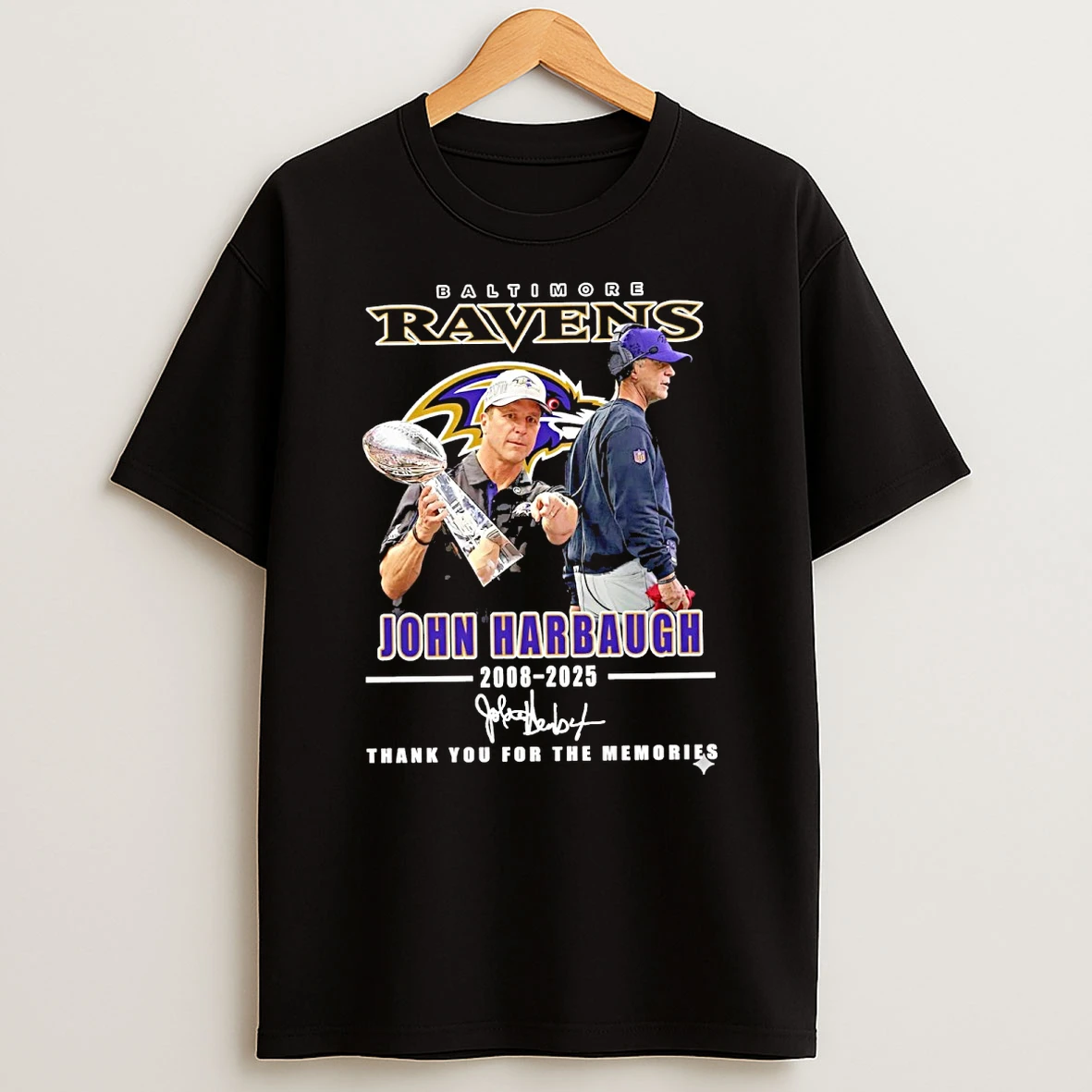 John Harbaugh Thank You For The Memories Ravens Legendary Coach Tribute Tee Shirts