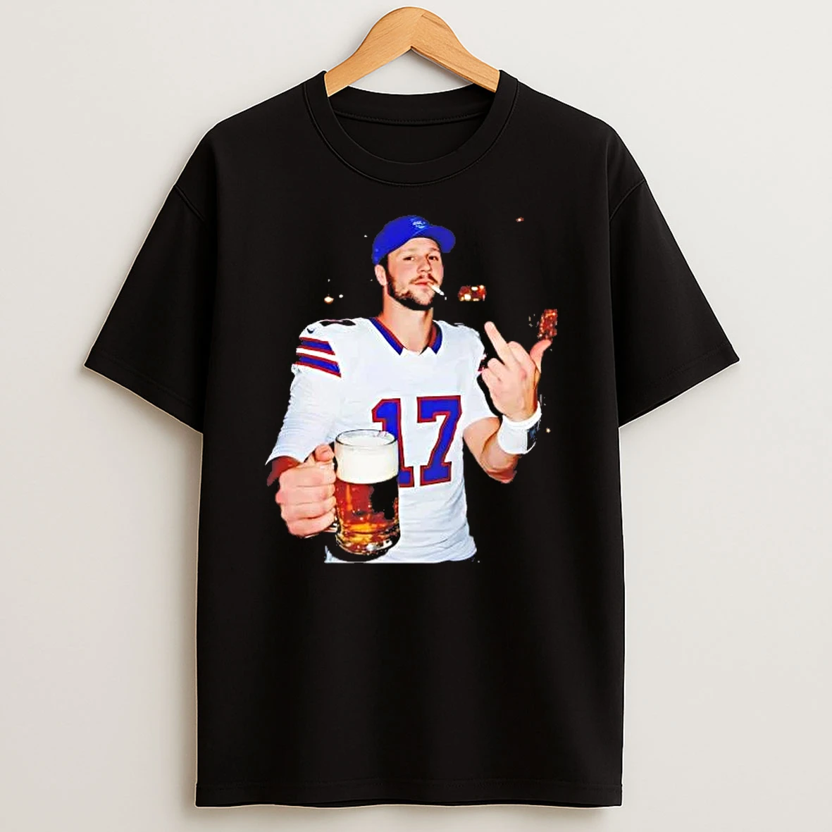 Josh Allen Middle Finger Smoking And Drinking Beer Shirts