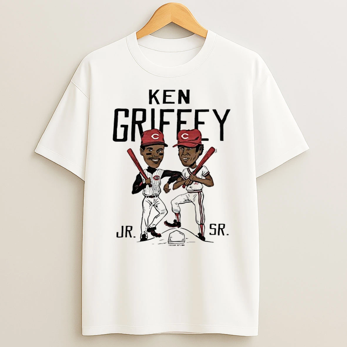 Ken Griffey Father And Son Cincinnati Reds Player Caricature Shirts