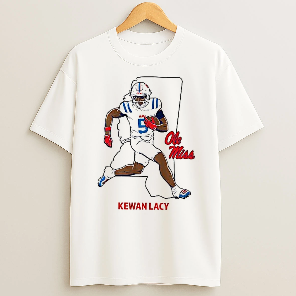 Kewan Lacy Ole Miss Rebels Ncaa Football State Star Outline Woman Shirts