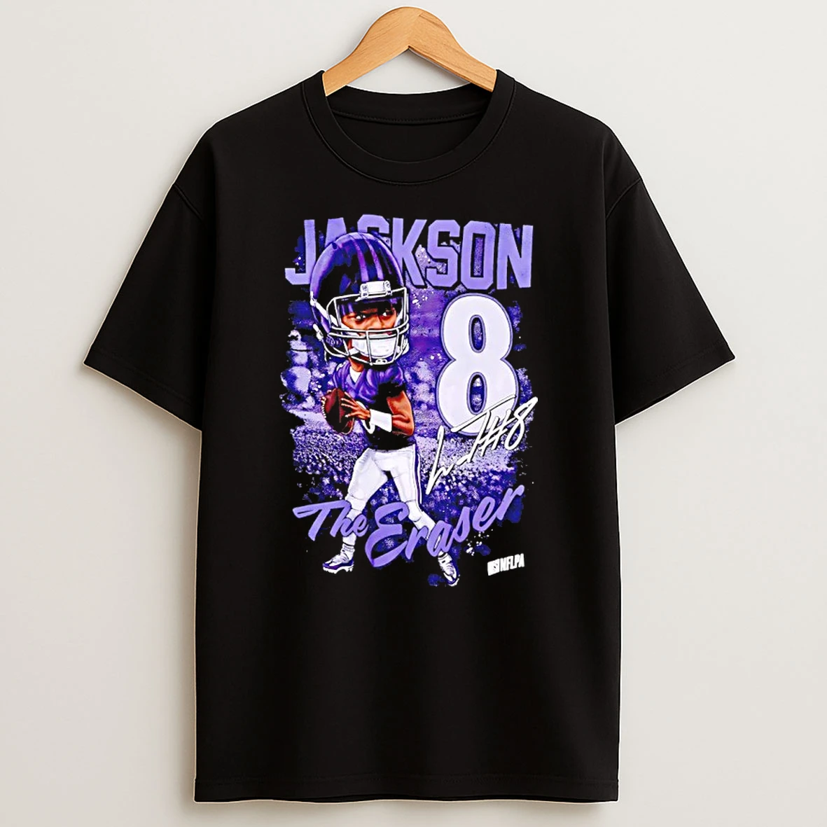 Lamar Jackson The Eraser Number 8 Signature Caricature Shirts