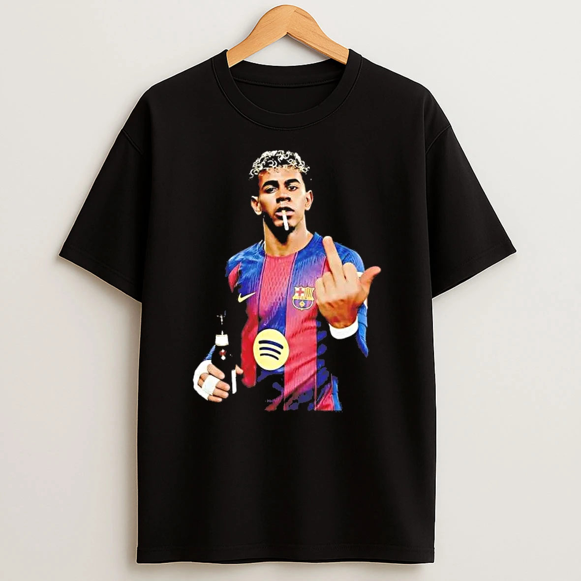 Lamine Yamal Middle Finger Smoking And Drinking Beer Shirts