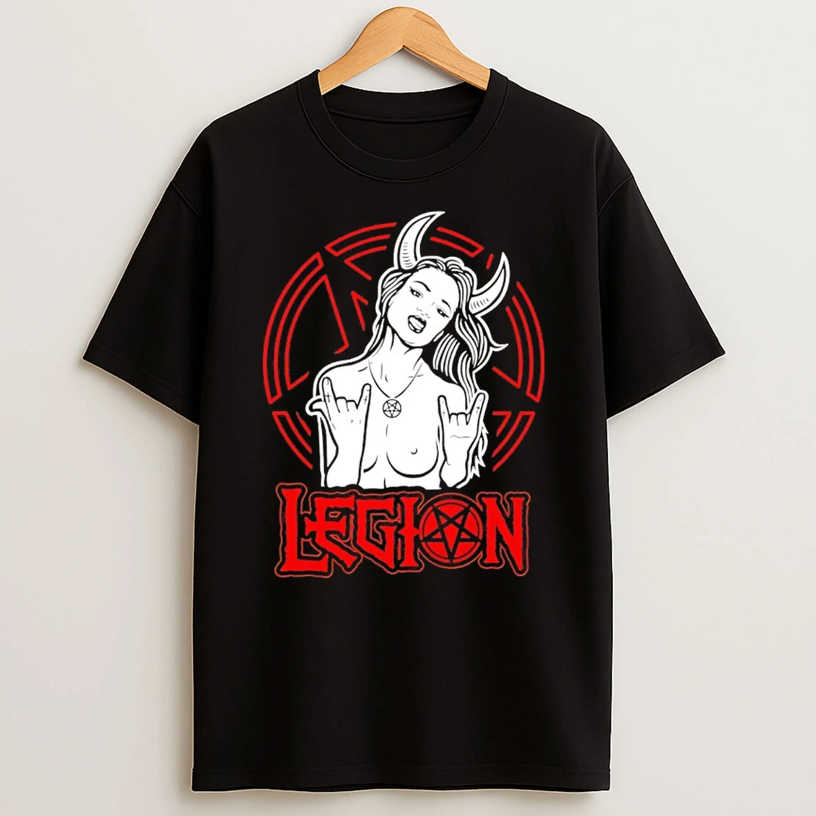 Legion Horns Up Devil Girl Graphic Shirts