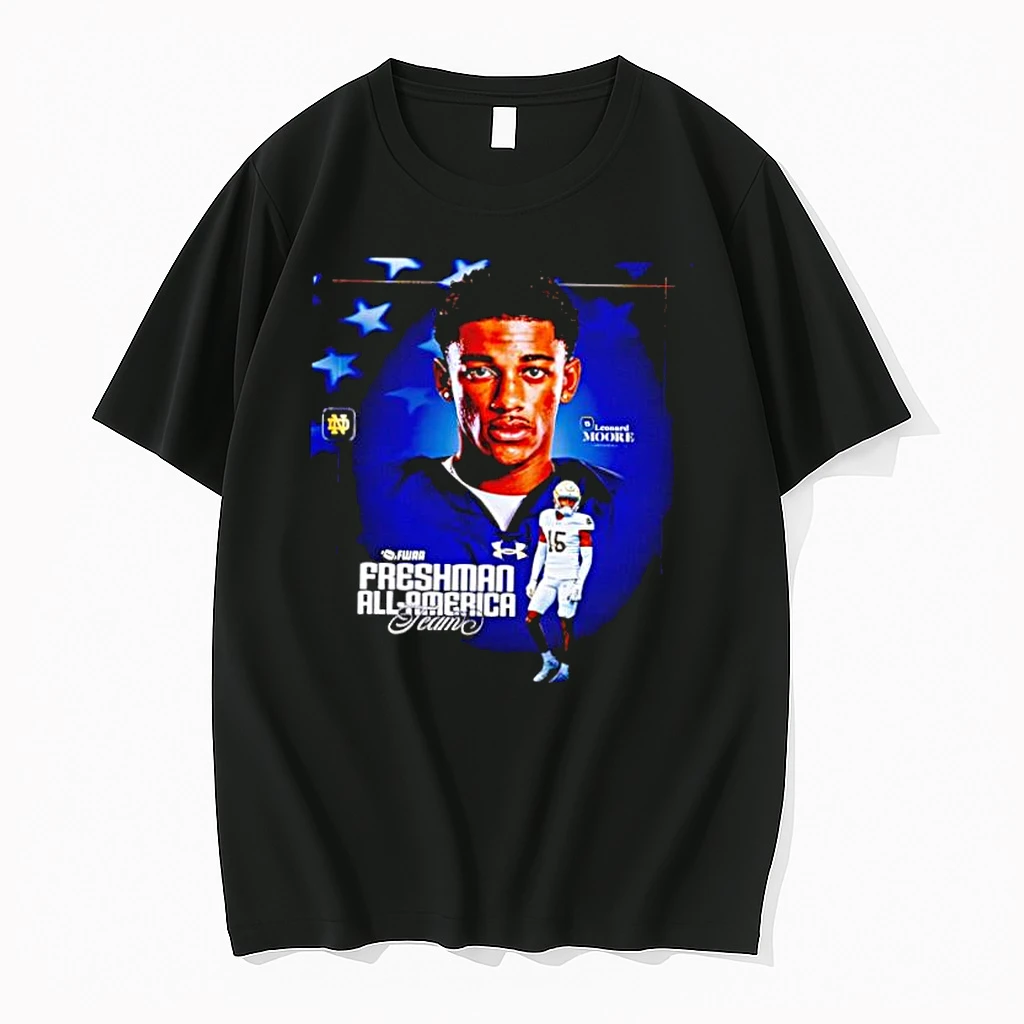 Leonard Moore Notre Dame Football Fwaa Freshman All America Team Shirts