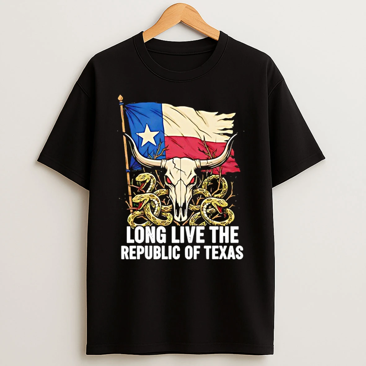 Long Live The Republic Of Texas Bull Head Shirts