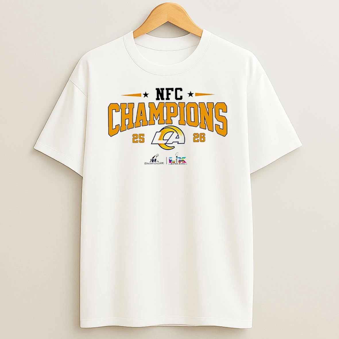 Los Angeles Rams 2025 26 Nfc Champions Super Bowl Lix Shirts