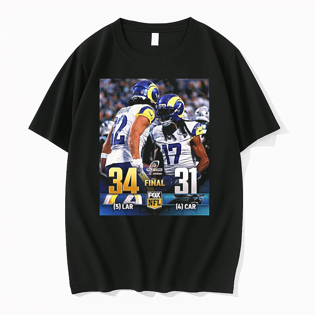 Los Angeles Rams 34 Carolina Panthers 31 Nfl Wild Card Playoff Shirts