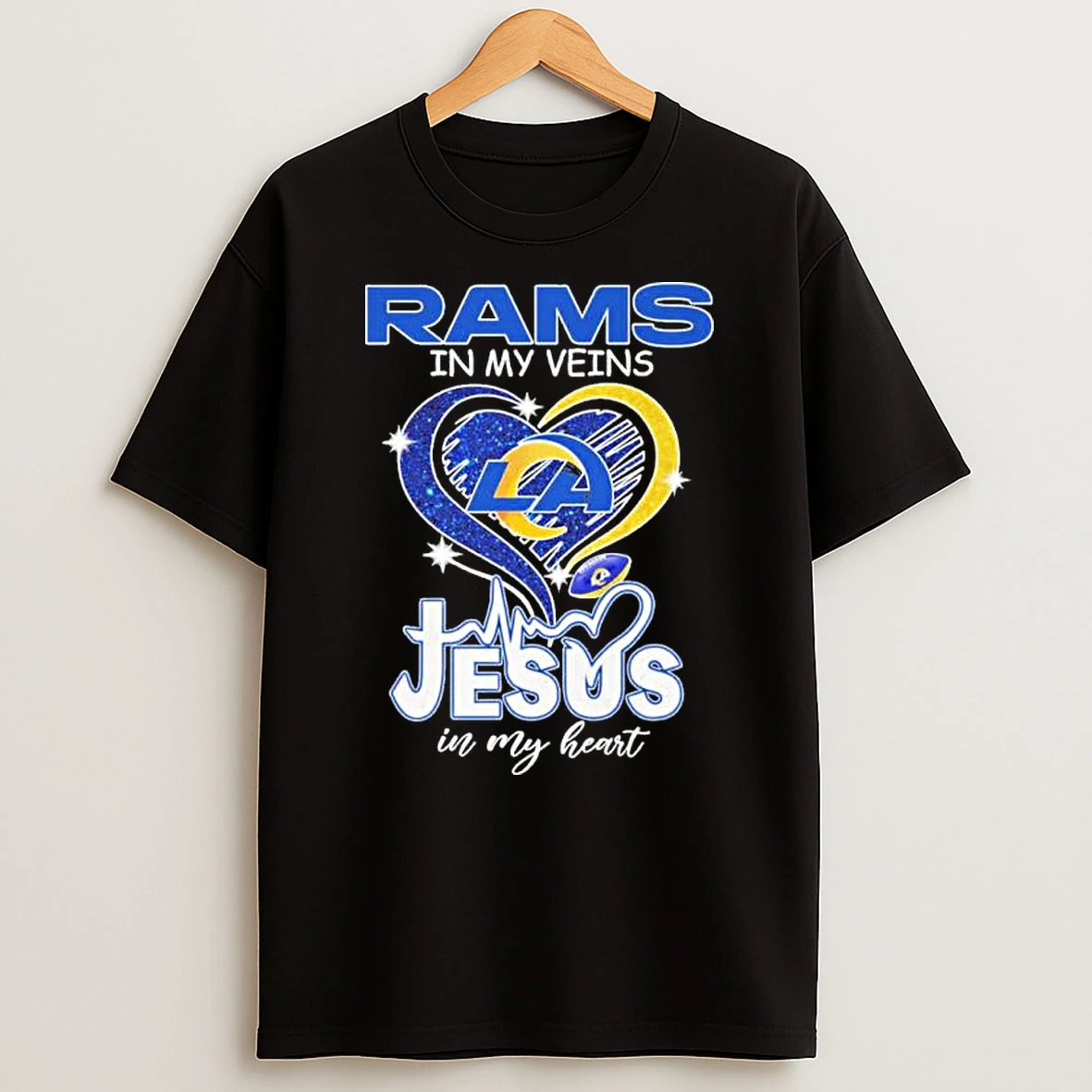 Los Angeles Rams In My Veins Jesus In My Heart 2026 Playoffs Shirts