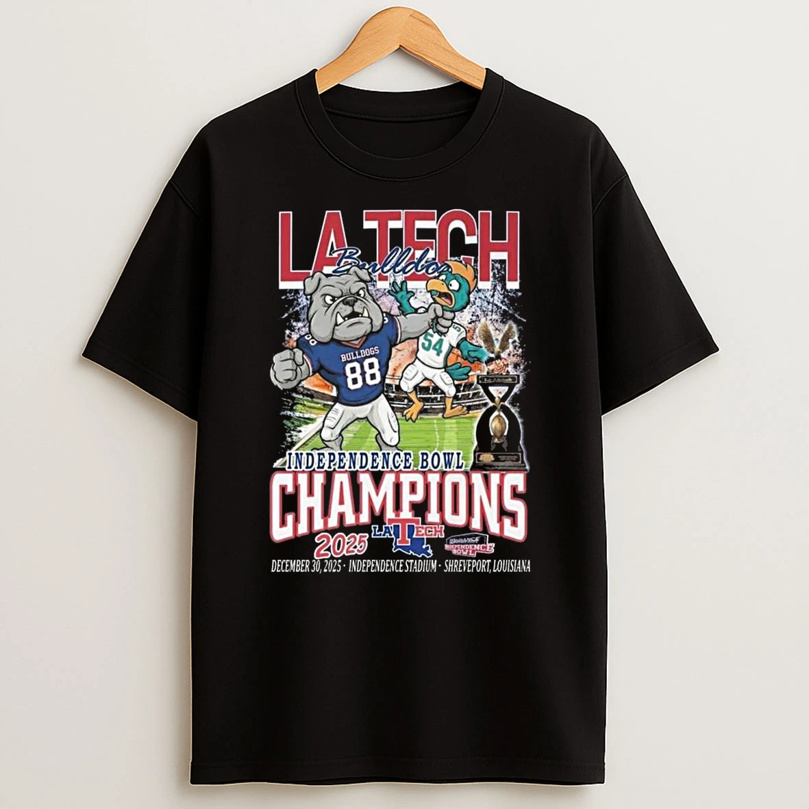 Louisiana Tech Bulldogs Independence Bowl 2025 Champions Mascot Shirts