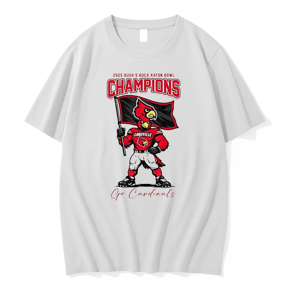 Louisville Cardinals 2025 Bush Boca Raton Bowl Champions Mascot Flag Shirts
