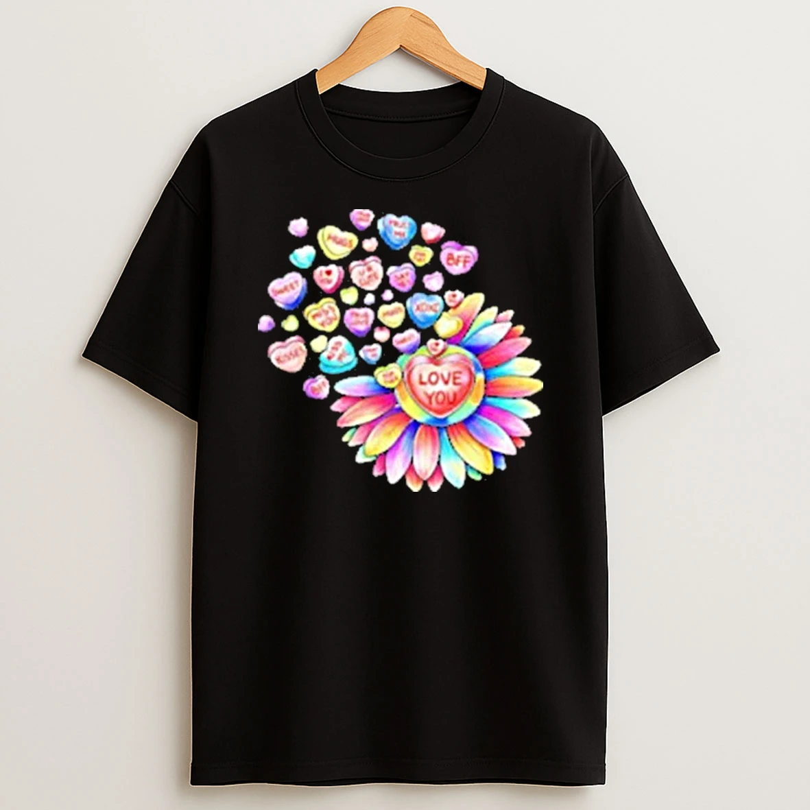Love You Sunflower Hearts Candy Valentines Day Shirts