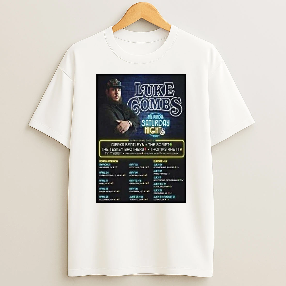 Luke Combs My Kinda Saturday Nights Tour 2026 North America Shirts