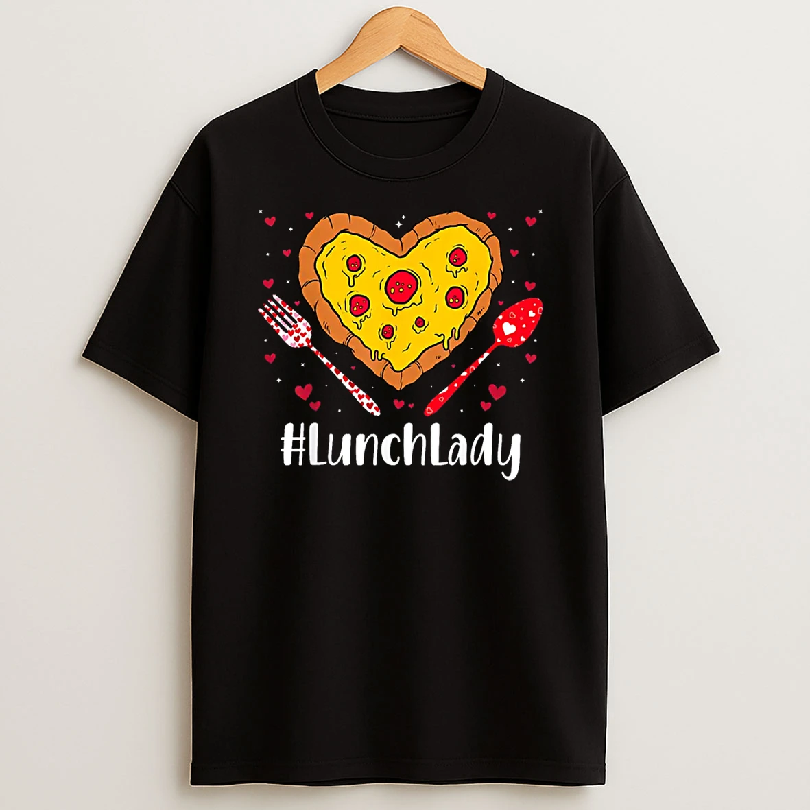 Lunch Lady Pizza Lover Couple Happy Valentines Day Shirts