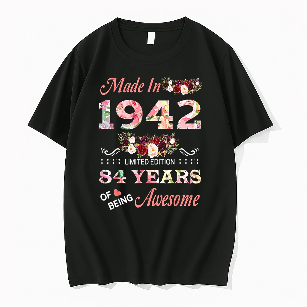 Made In 1942 84 Year Of Being Awesome Floral Birthday Shirts