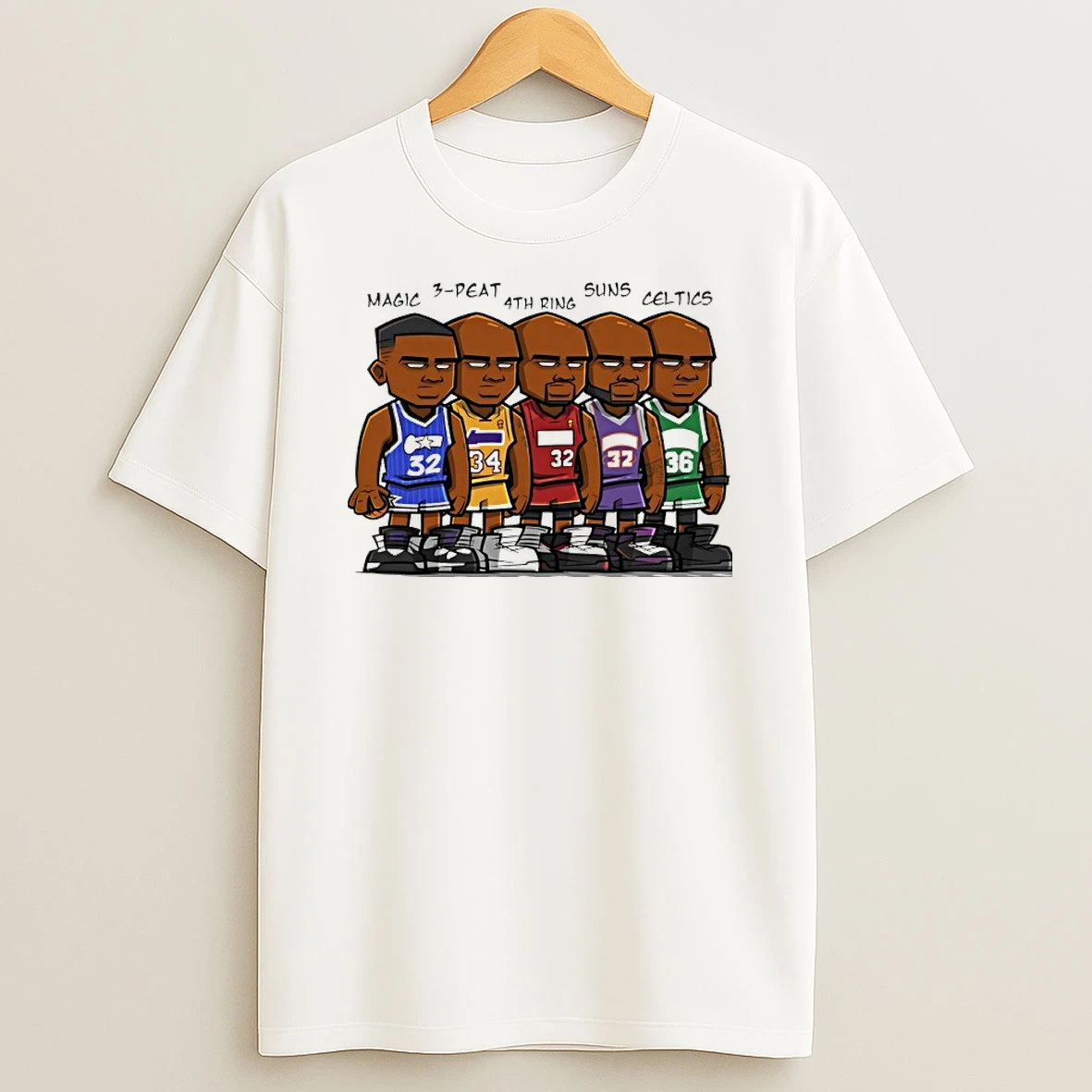 Magic 3 Peat 4th Ring Suns Celtics Nba Player Cartoon Shirts