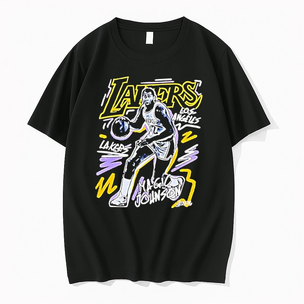 Magic Johnson Los Angeles Lakers Nba Chalked Up Retro Shirts