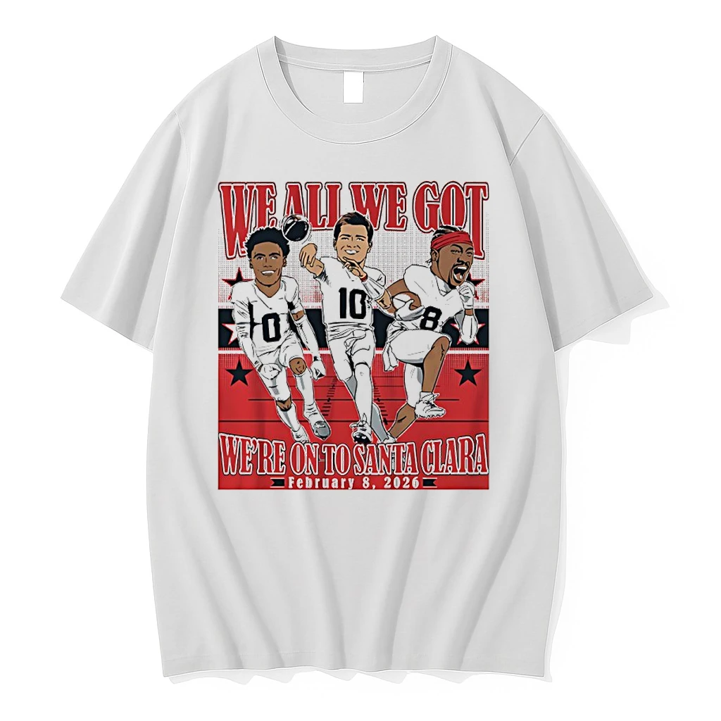 Maye Diggs And Gonzalez We All We Got Were On To Santa Clara Patriots 2026 Conference Champions Player Caricatures Shirts