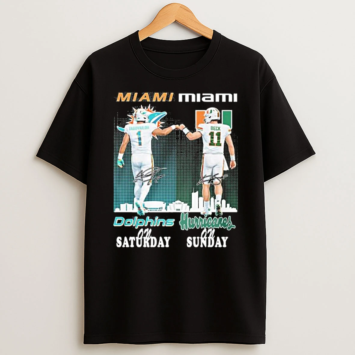 Miami Dolphins Tagovailoa On Sundays And Miami Hurricanes Beck On Saturdays Shirts
