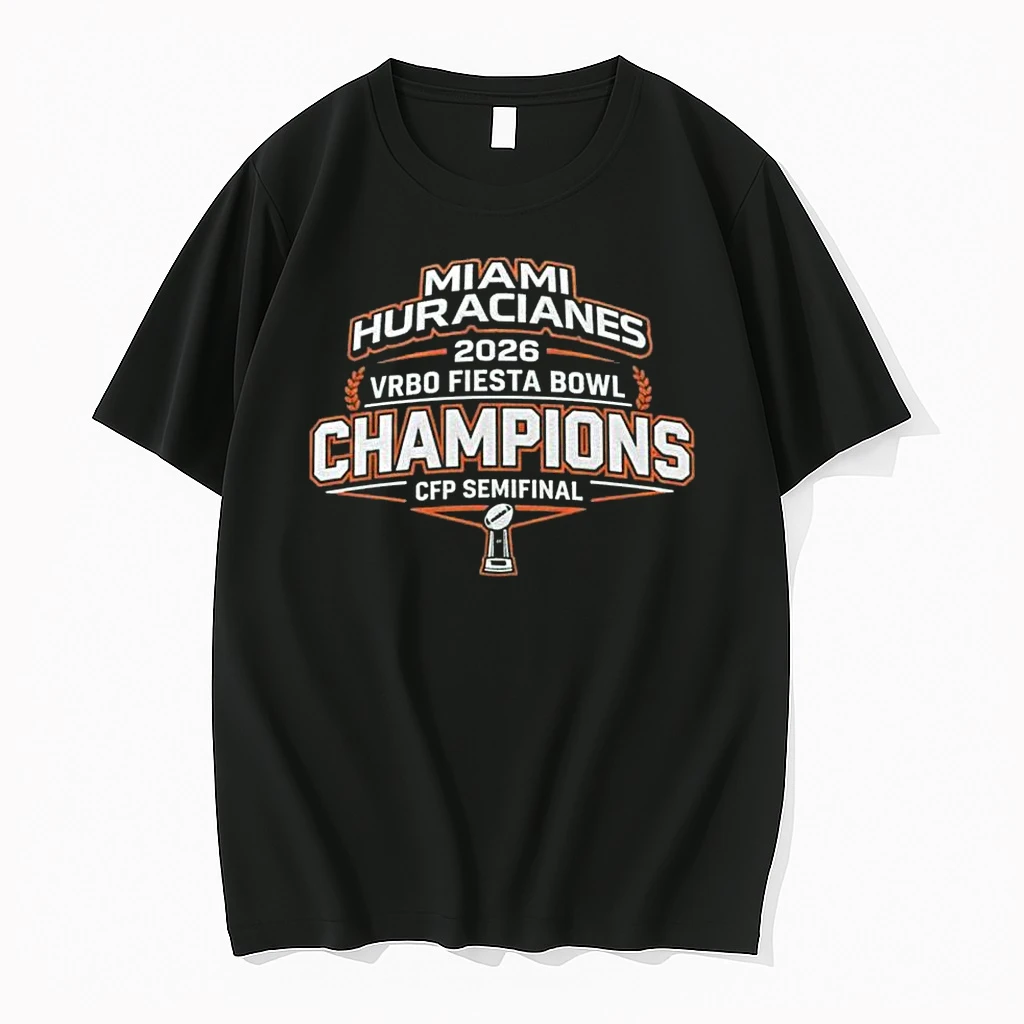 Miami Hurricane Football 2026 Vrbo Fiesta Bowl Cfp Semifinal Champions Classic Trophy Shirts
