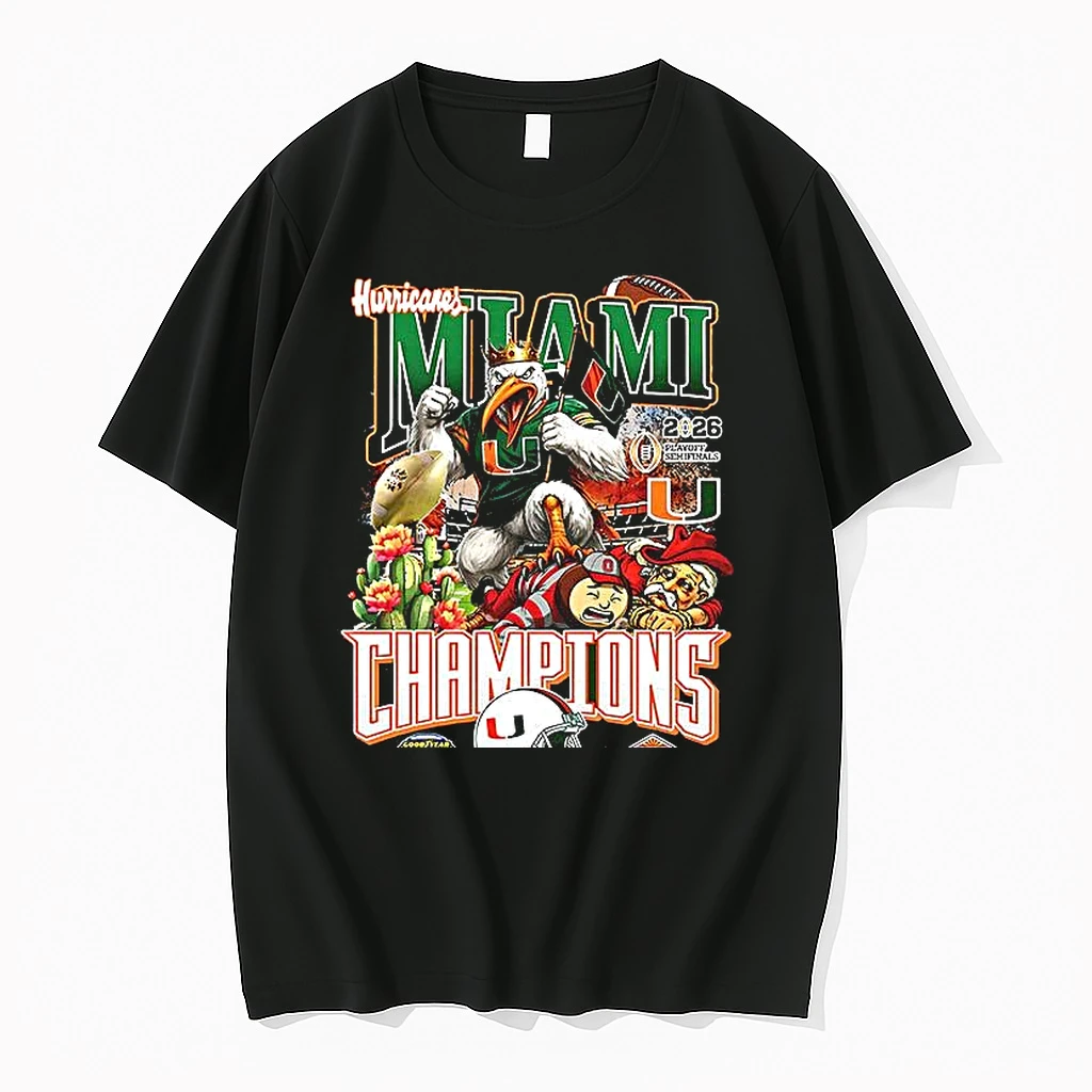 Miami Hurricane Ncaa Football Cotton Bowl And Fiesta Bowl Champions 2026 Mascot Woman Shirts