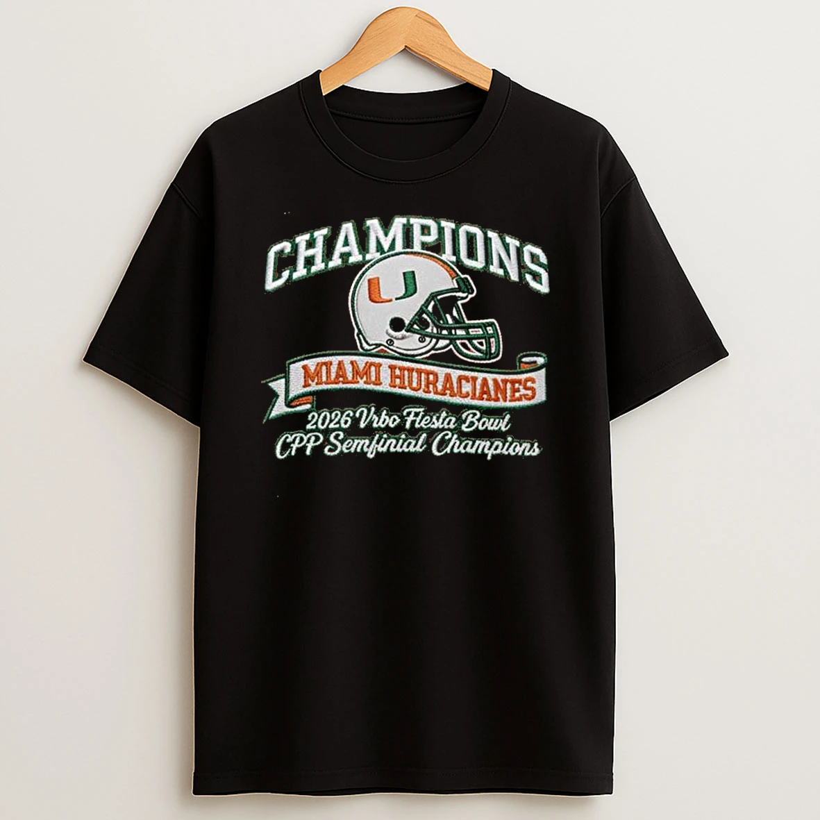 Miami Hurricane Wins 2025 2026 Vrbo Fiesta Bowl Cfp Semifinal Champions Helmet Shirts