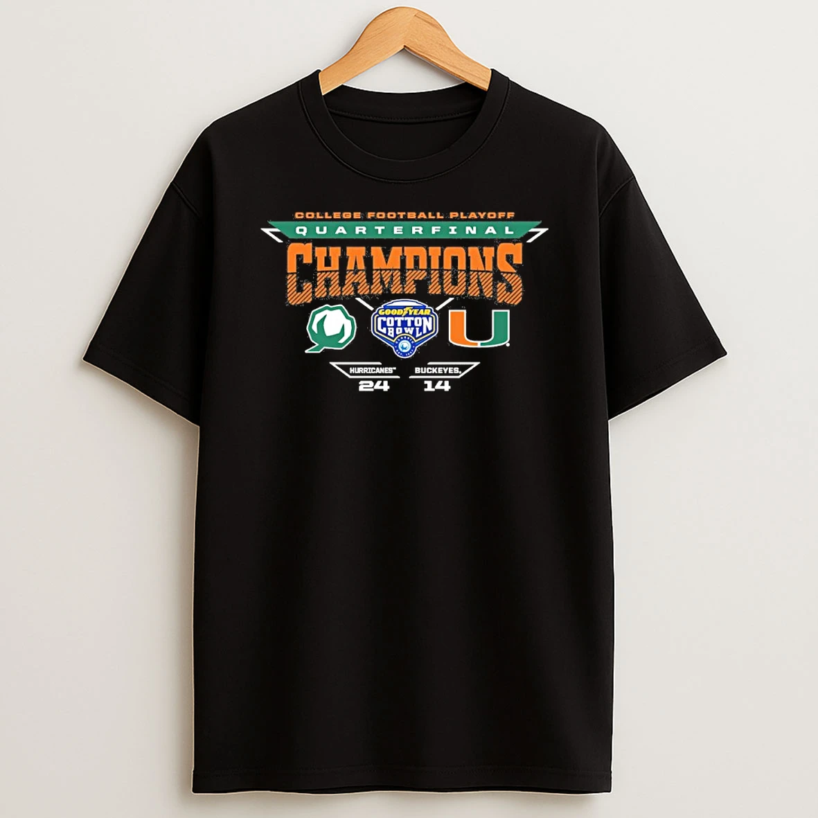 Miami Hurricanes 2025 Cfp Quarterfinal Cotton Bowl Champions Score Shirts