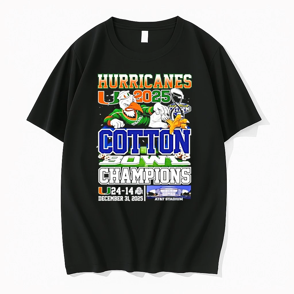 Miami Hurricanes 2025 Cotton Bowl Champions Graphic Shirts