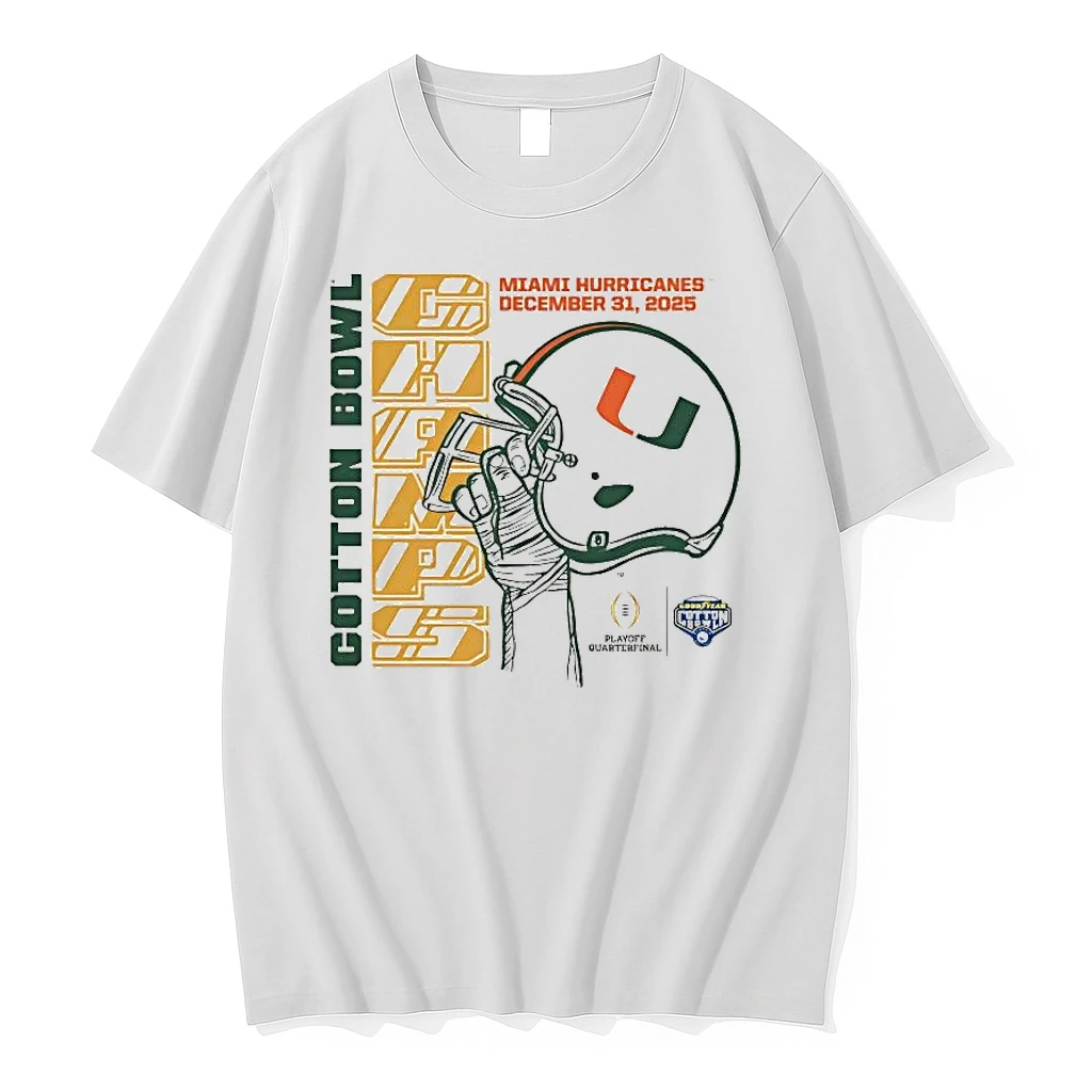 Miami Hurricanes 2025 Cotton Bowl Champs Helmet Shirts