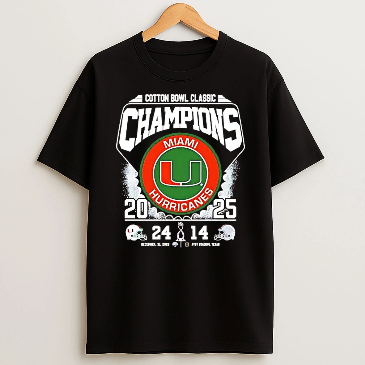 Miami Hurricanes 2025 Cotton Bowl Classic Champions Score Shirts