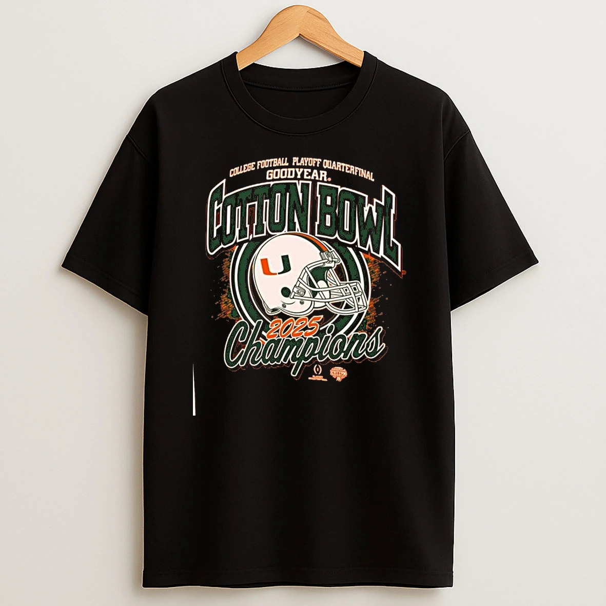 Miami Hurricanes 2025 Goodyear Cotton Bowl Champions Vintage Helmet Logo Shirts