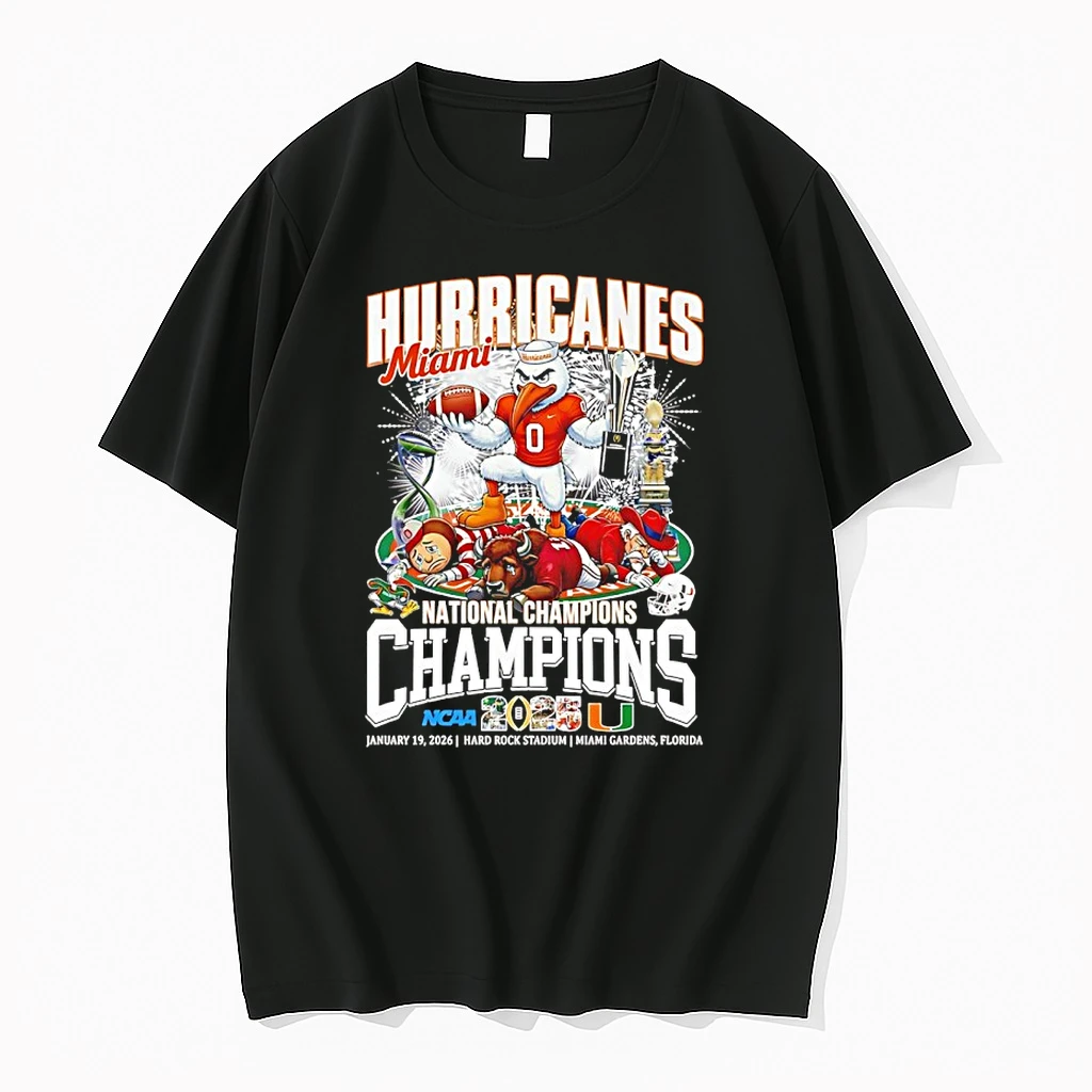 Miami Hurricanes 2025 National Champions Mascot Trophy Shirts