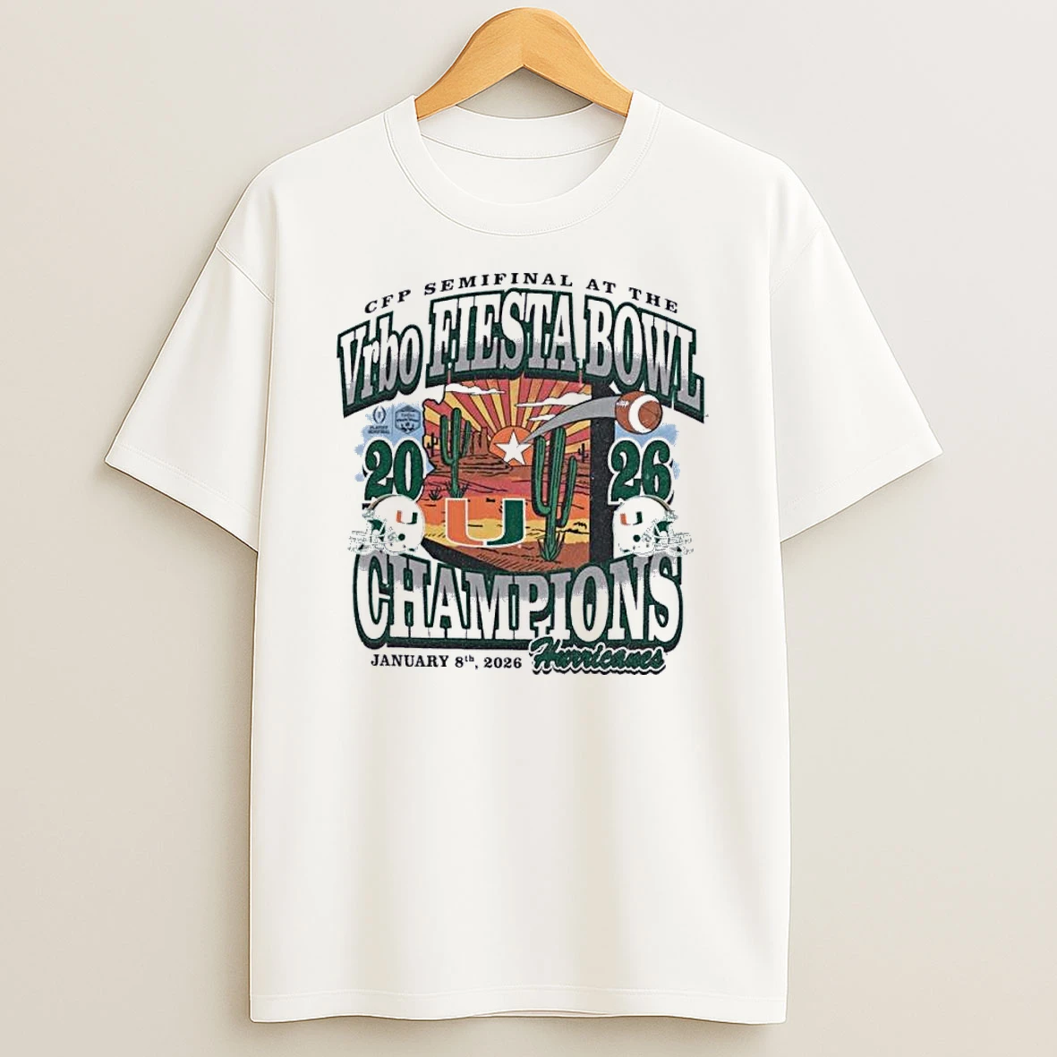 Miami Hurricanes 2025 Vrbo Fiesta Bowl Champions Desert Shirts