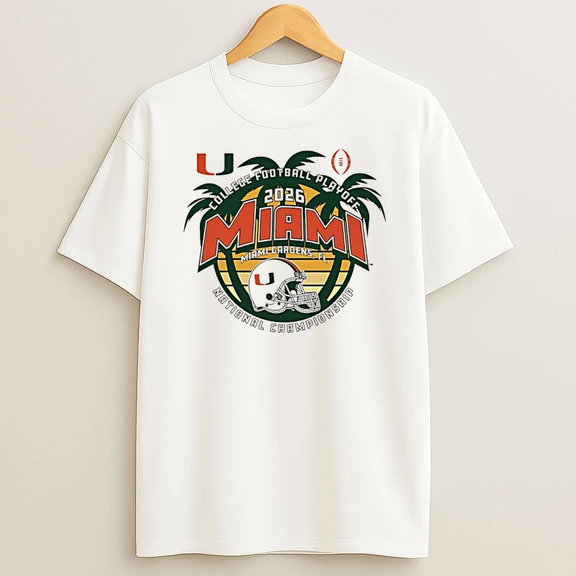Miami Hurricanes 2026 National Championship Sunset Helmet Shirts