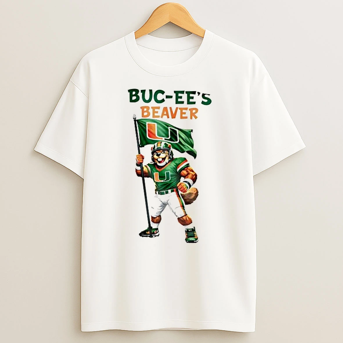 Miami Hurricanes Buc Ees Beaver Mascot Flag Shirts