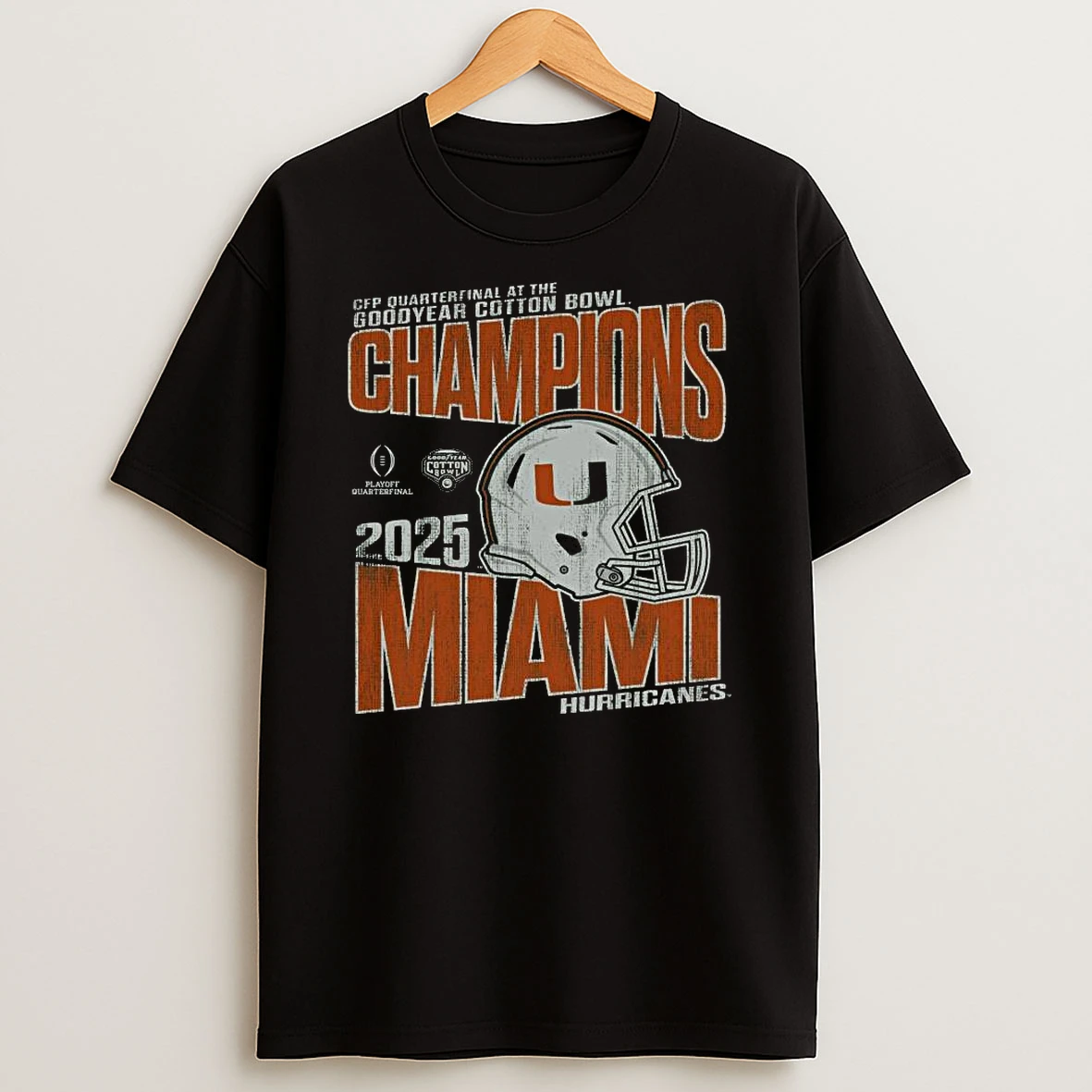 Miami Hurricanes Cfp Quarterfinal At The Goodyear Cotton Bowl Champions 2025 Helmet Vintage 2026 Shirts