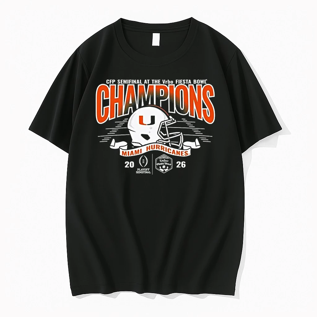 Miami Hurricanes Cfp Semifinal At The Vrbo Fiesta Bowl Champions 2026 Helmet Shirts