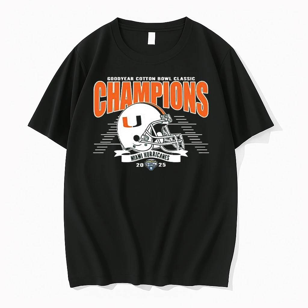 Miami Hurricanes Football Claim Champions 2025 Goodyear Cotton Bowl Classic December Vintage Helmet Shirts