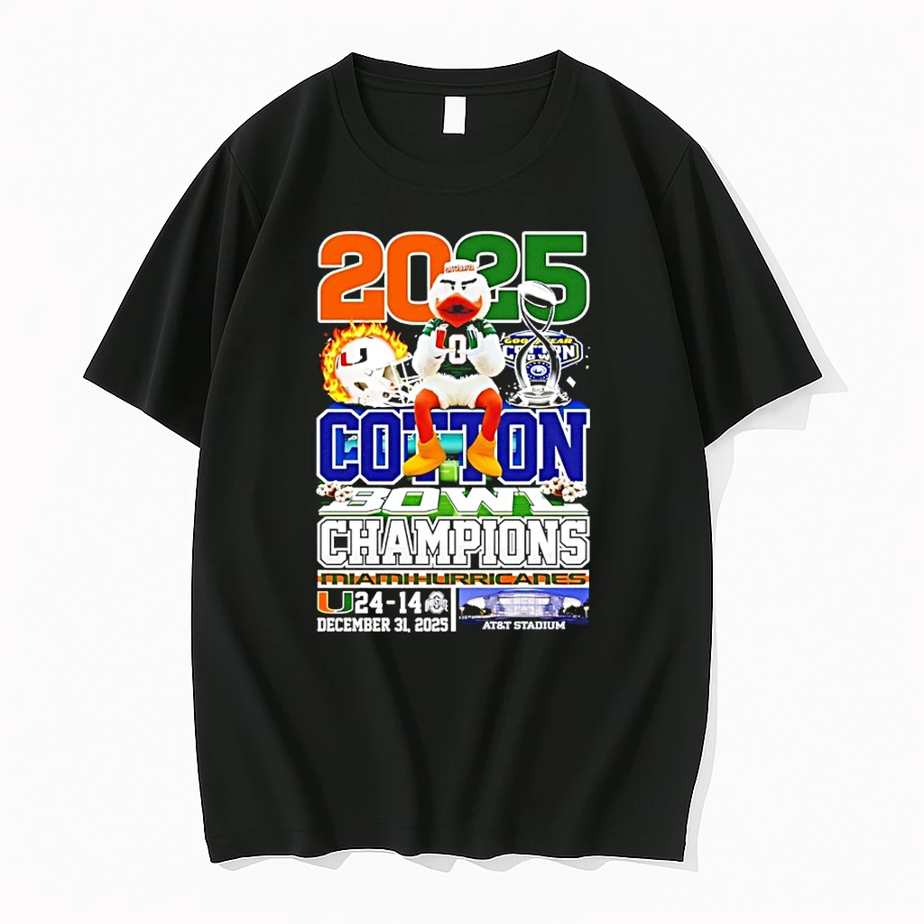 Miami Hurricanes Football Cotton Bowl Champions Mascot 2025 Shirts