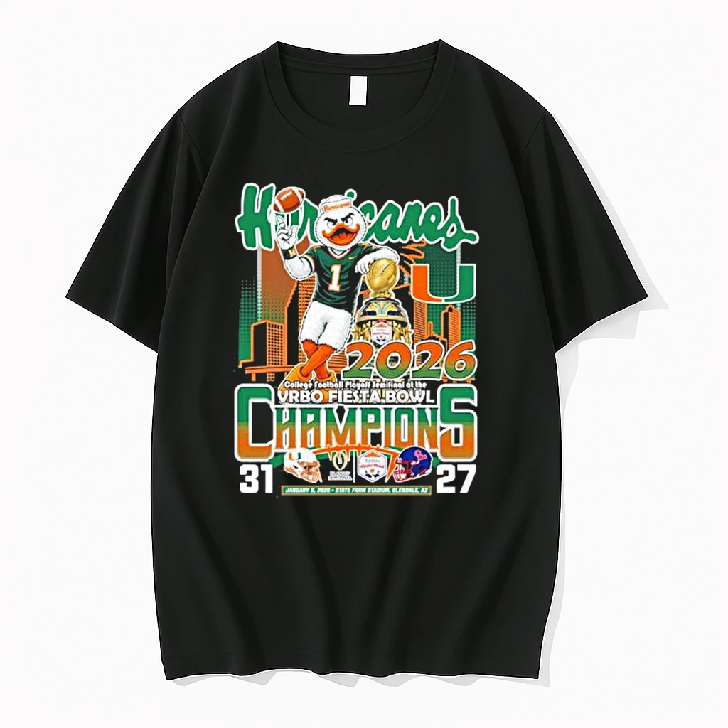 Miami Hurricanes Mascot Fiesta Bowl Champions 31 27 Ole Miss Score Shirts