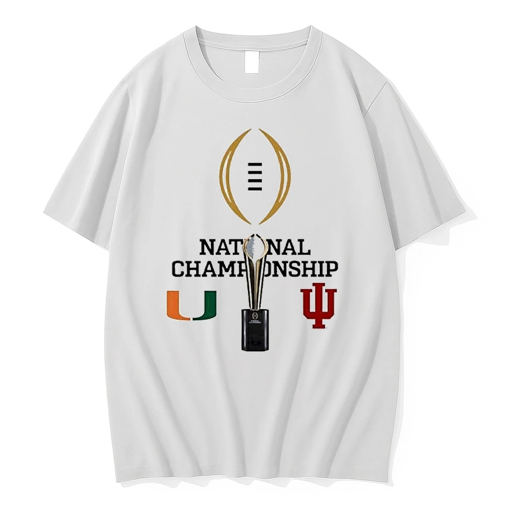 Miami Hurricanes Vs Indiana Hoosiers Matchup 2025 2026 Cfp National Championship On January 19th 2026 Logo Shirts