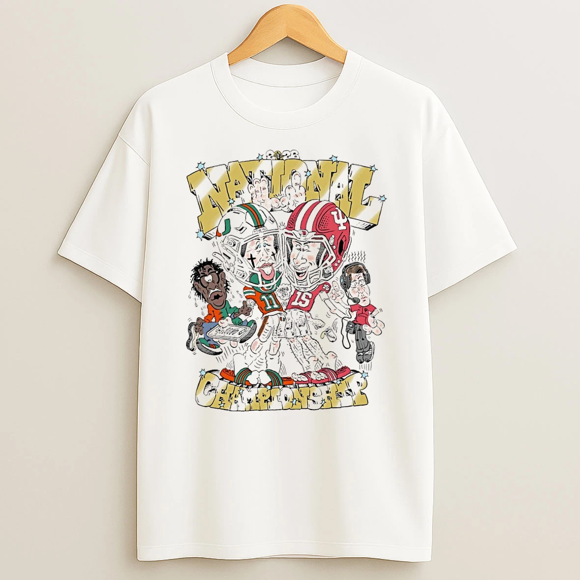 Miami Hurricanes Vs Indiana Hoosiers Who Gon Win Da Natty 2026 National Championship Caricatures Shirts