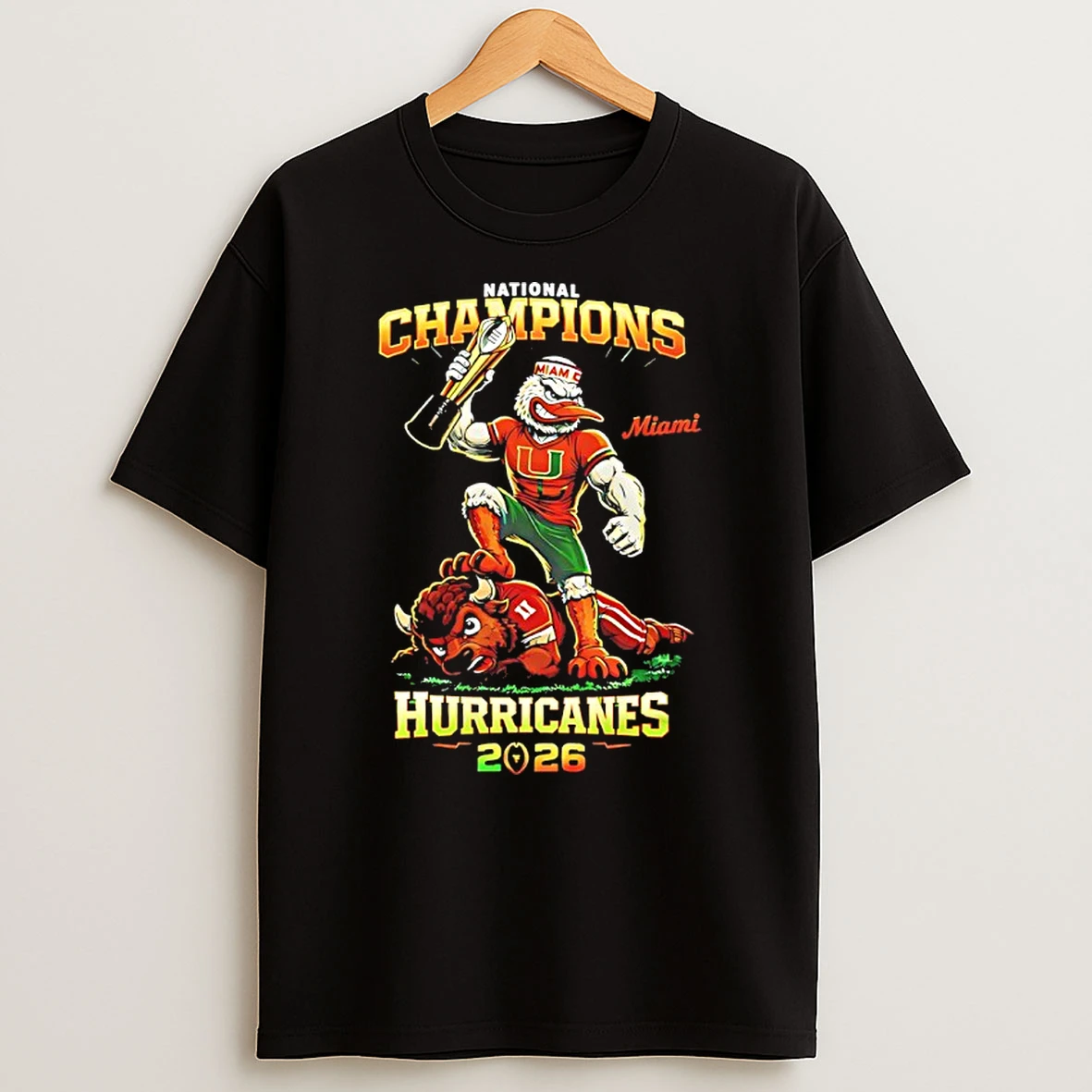 Miami Hurricanes Beat Indiana Hoosiers Win 2026 National Champions Mascot Shirts