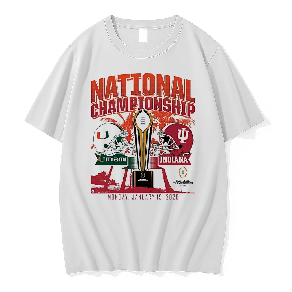 Miami Hurricanes Vs Indiana Hoosiers 2026 National Championship Game Match Up Helmet Shirts