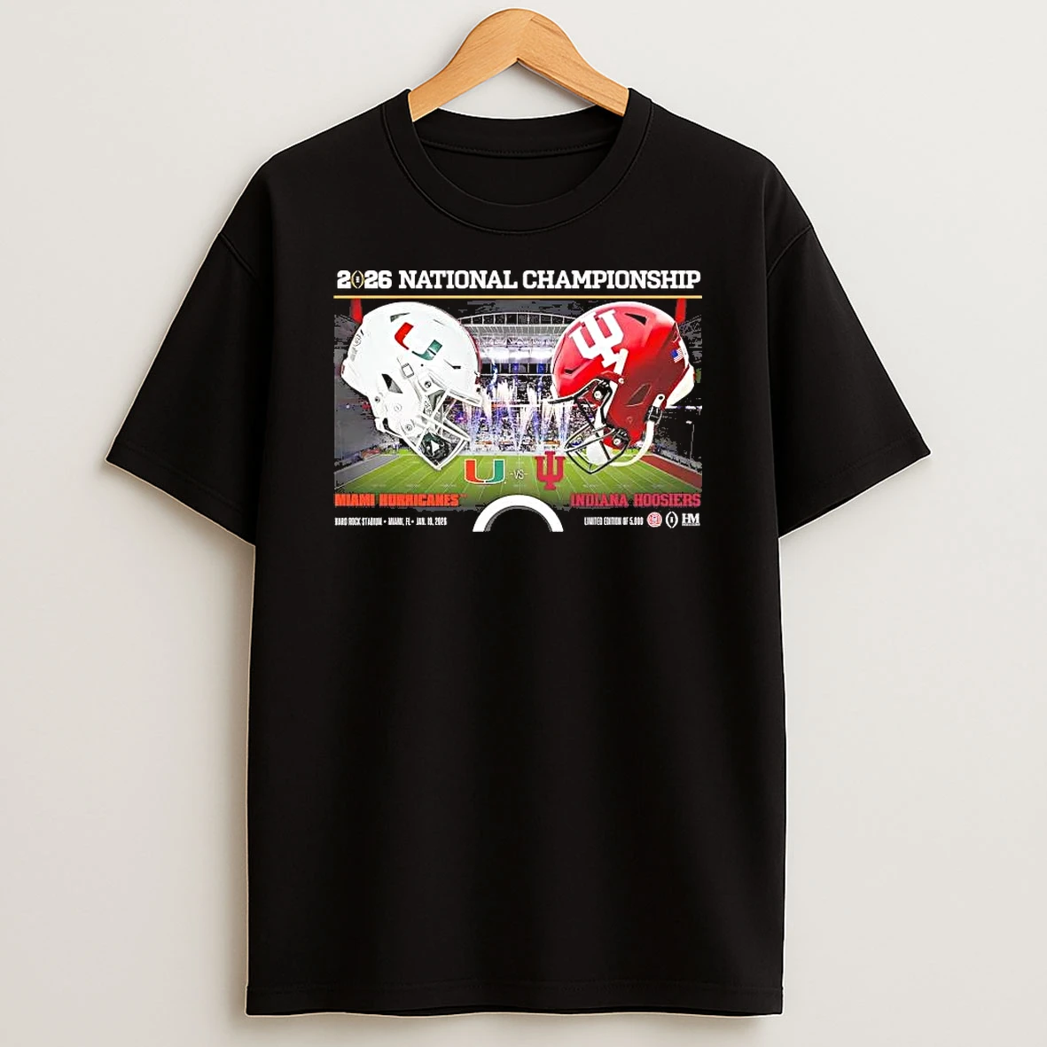 Miami Hurricanes Vs Indiana Hoosiers Cfp 2026 Helmet Shirts