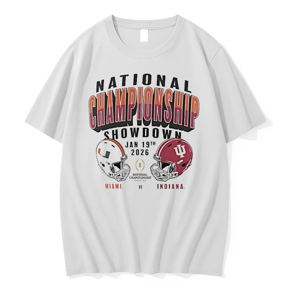 Miami Hurricanes Vs Indiana Hoosiers 2026 National Championship Showdown Helmet Shirts