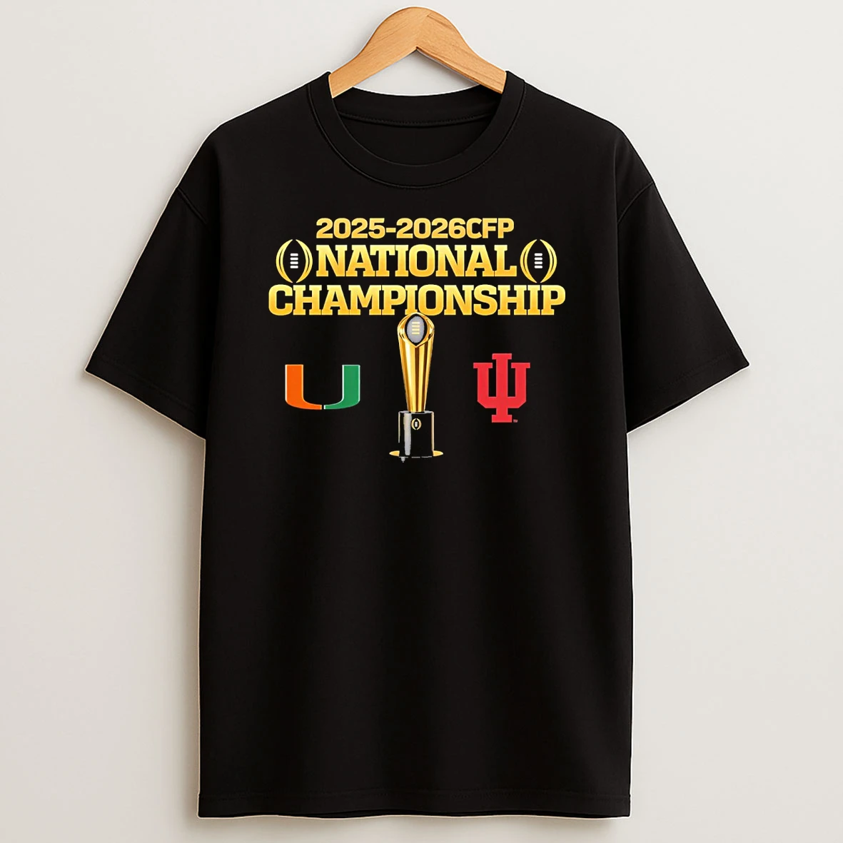 Miami Vs Indiana 2025 2026 Cfp National Championship Trophy Logos Shirts
